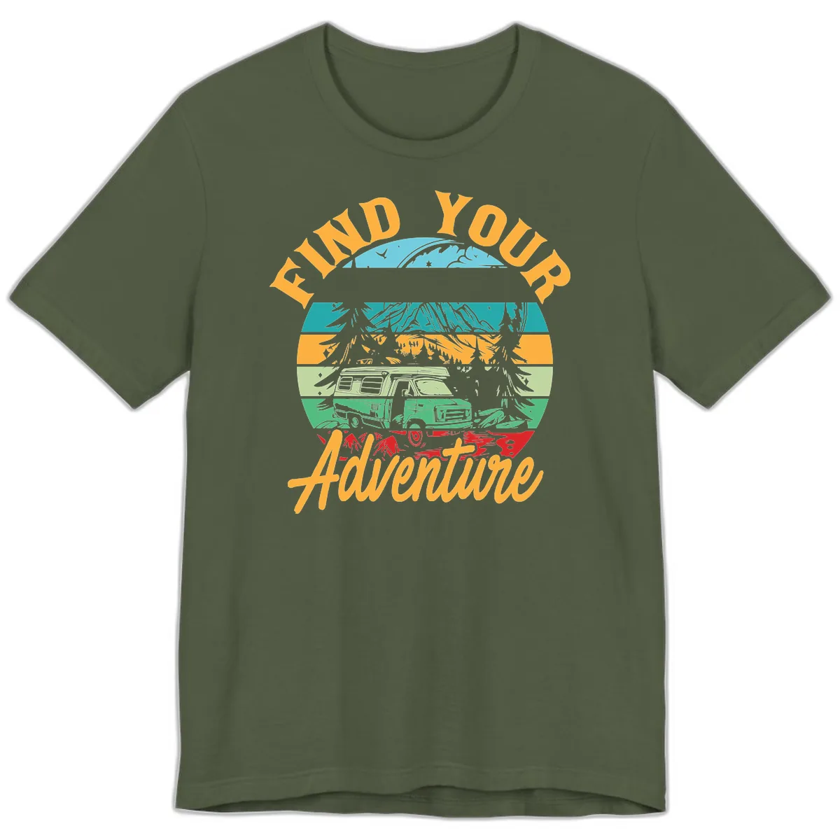 Find Your Adventure Camper Van Premium T-Shirt in Military Green