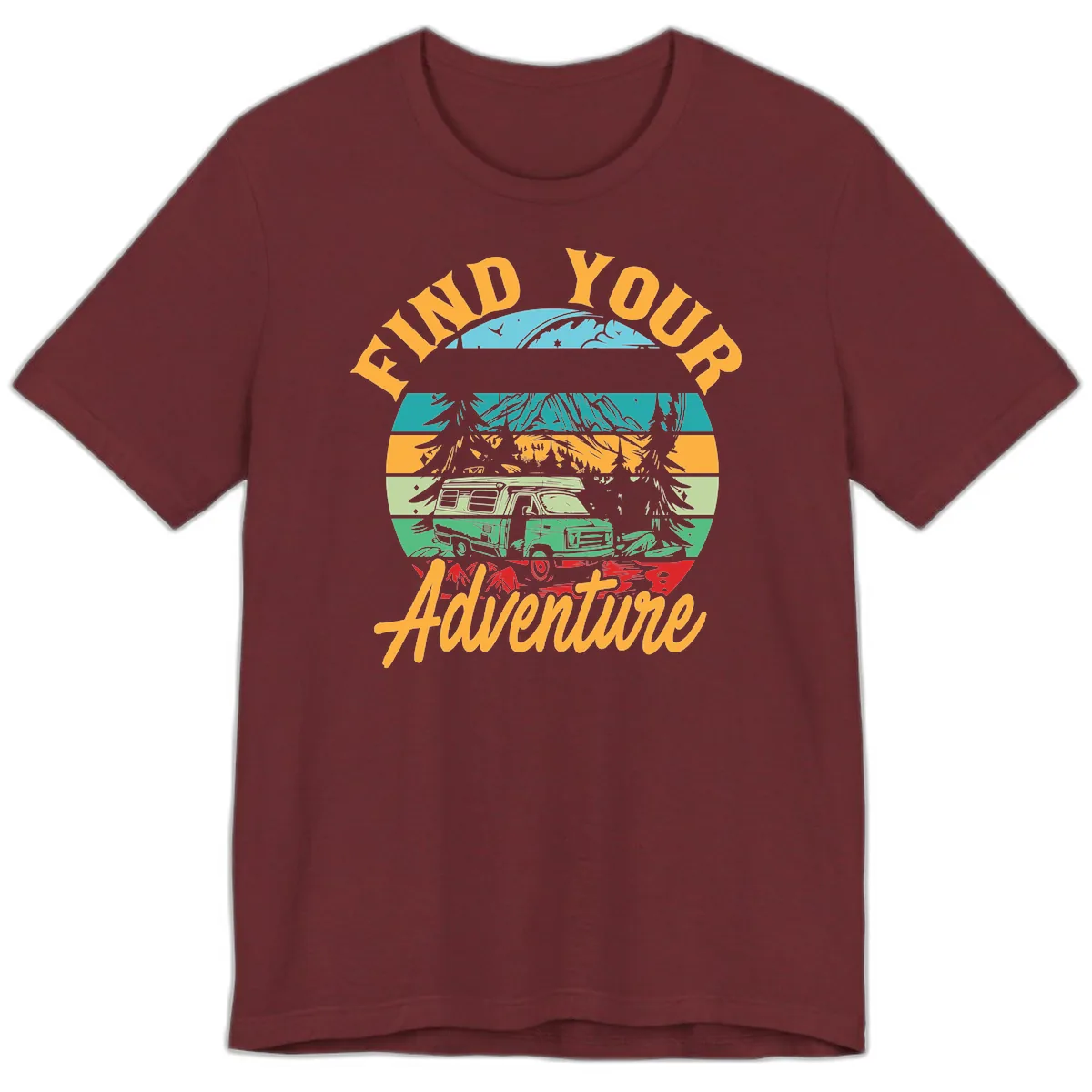 Find Your Adventure Camper Van Premium T-Shirt in Heather Cardinal
