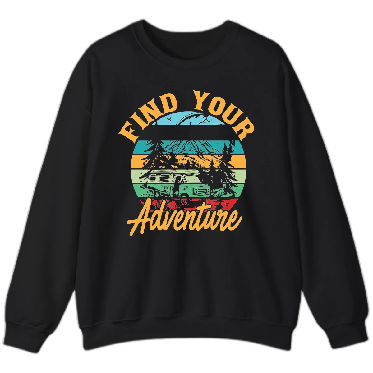 Find Your Adventure Camper Van Sweatshirt in Black