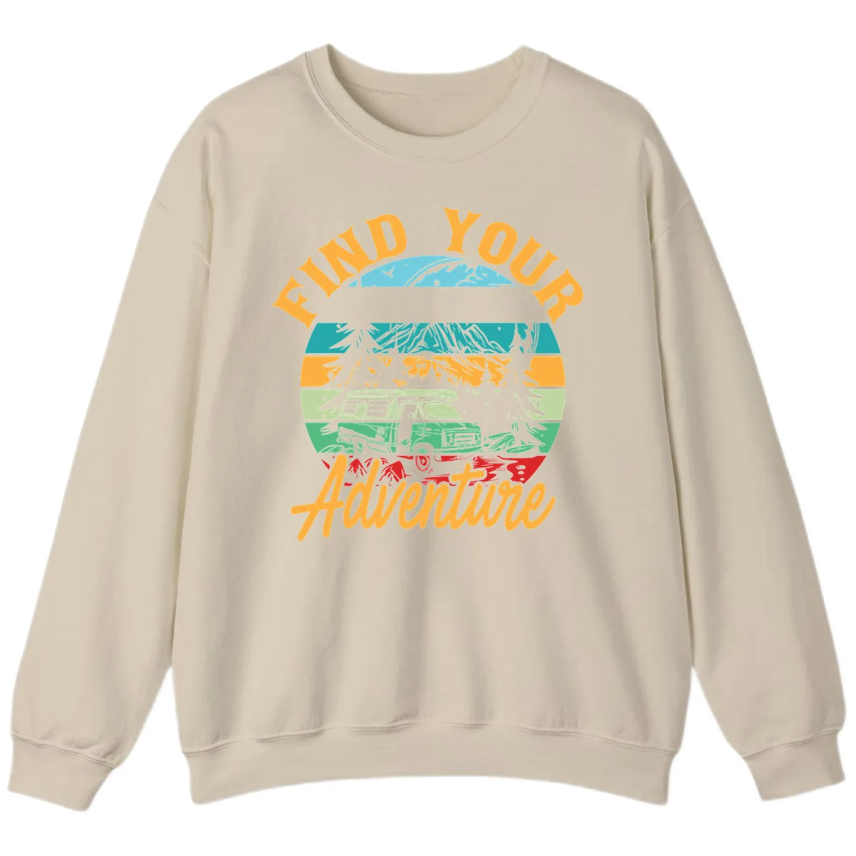 Find Your Adventure Camper Van Sweatshirt in Sand