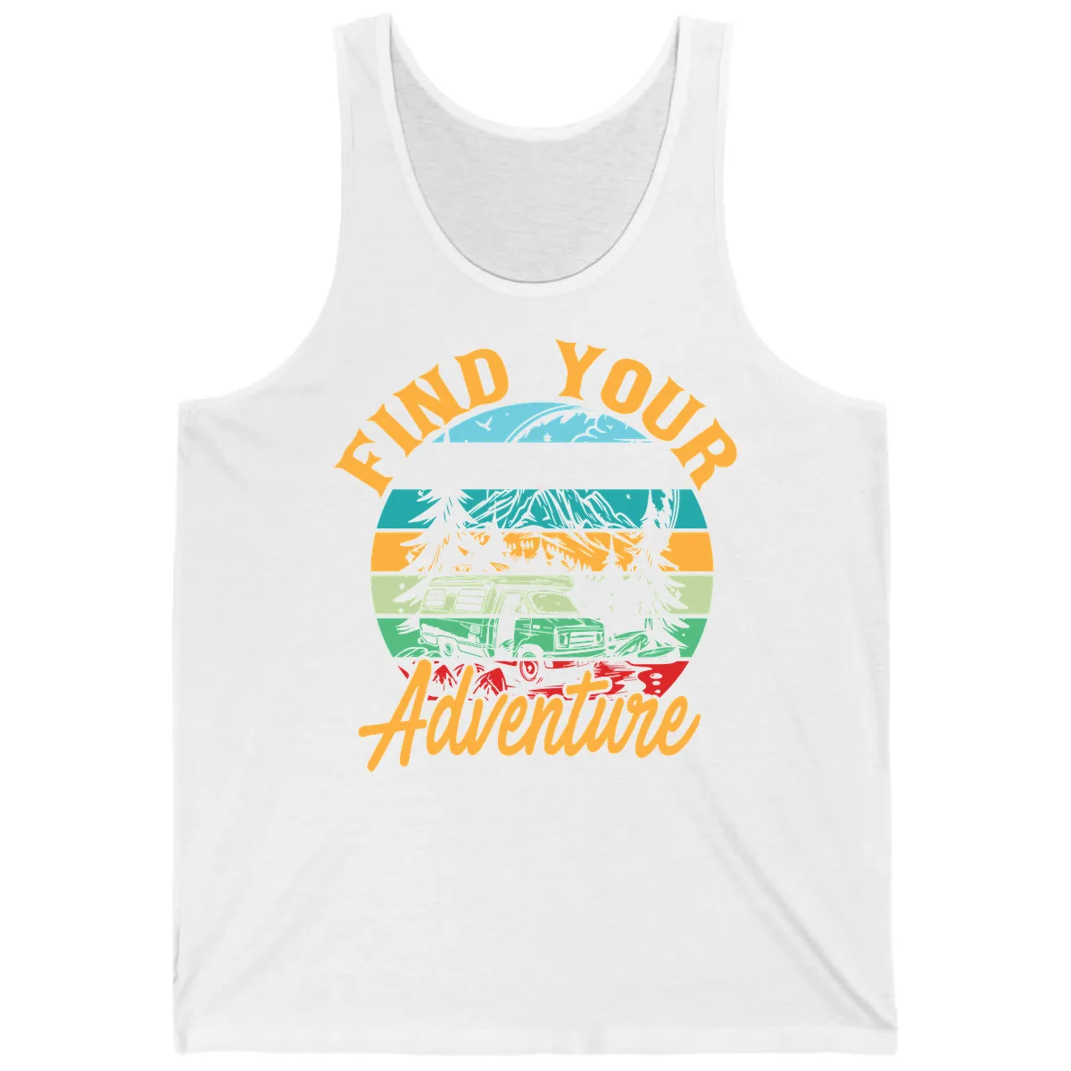 Find Your Adventure Camper Van Tank in White