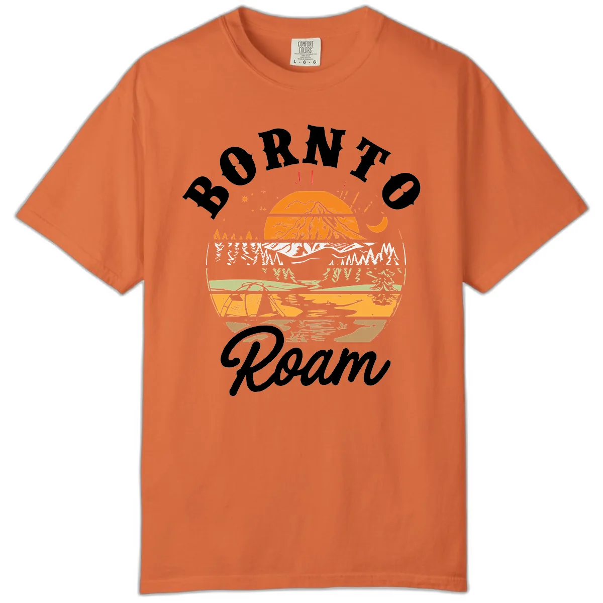 Born to Roam Mountain Landscape Comfort Color in Burnt Orange