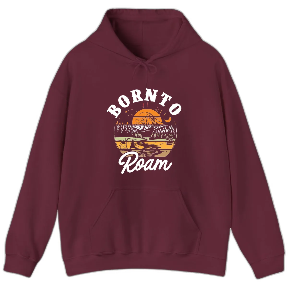 Born to Roam Mountain Landscape Hoodie in Maroon