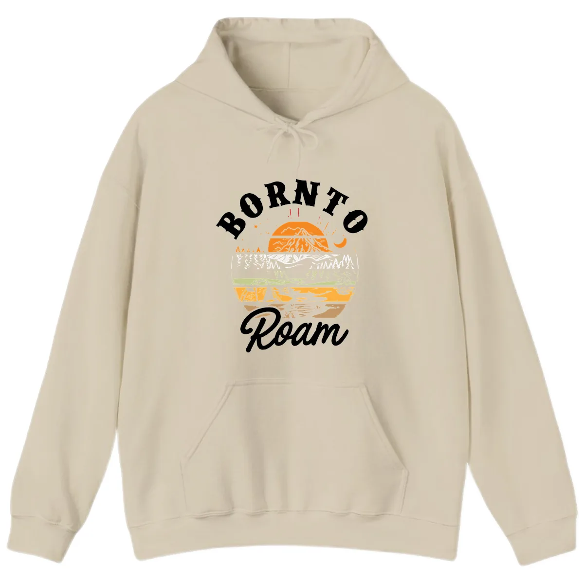 Born to Roam Mountain Landscape Hoodie in Sand