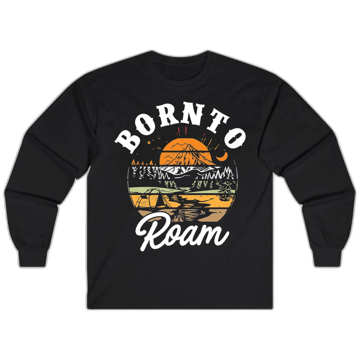 Born to Roam Mountain Landscape Long Sleeve in Black