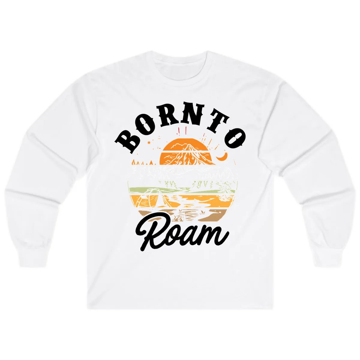 Born to Roam Mountain Landscape Long Sleeve in White