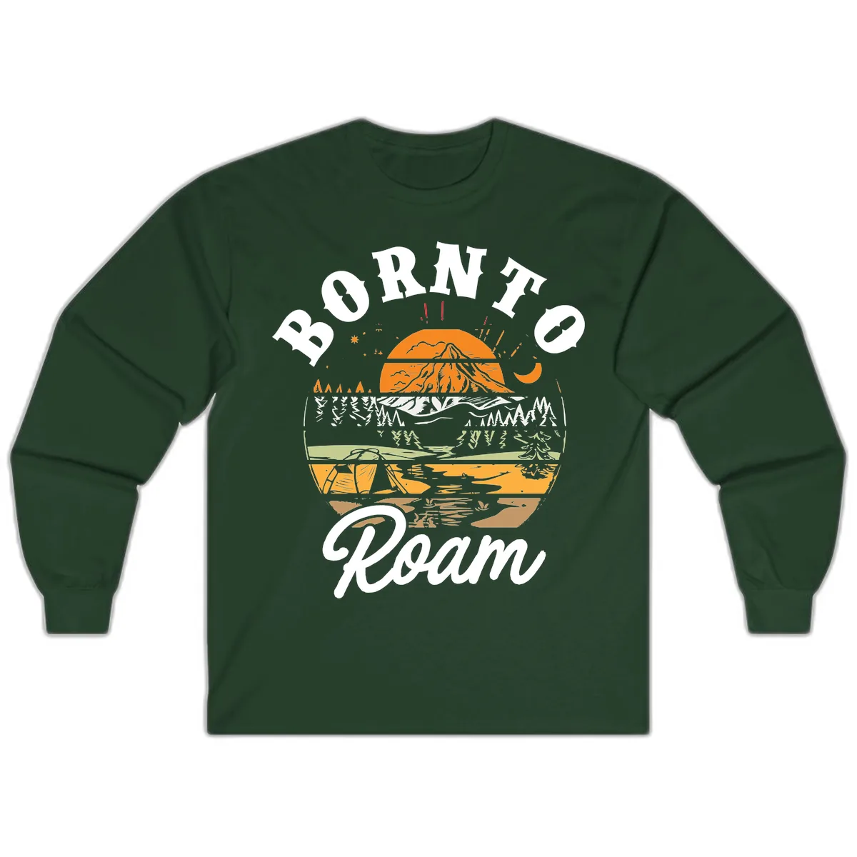 Born to Roam Mountain Landscape Long Sleeve in Forest Green
