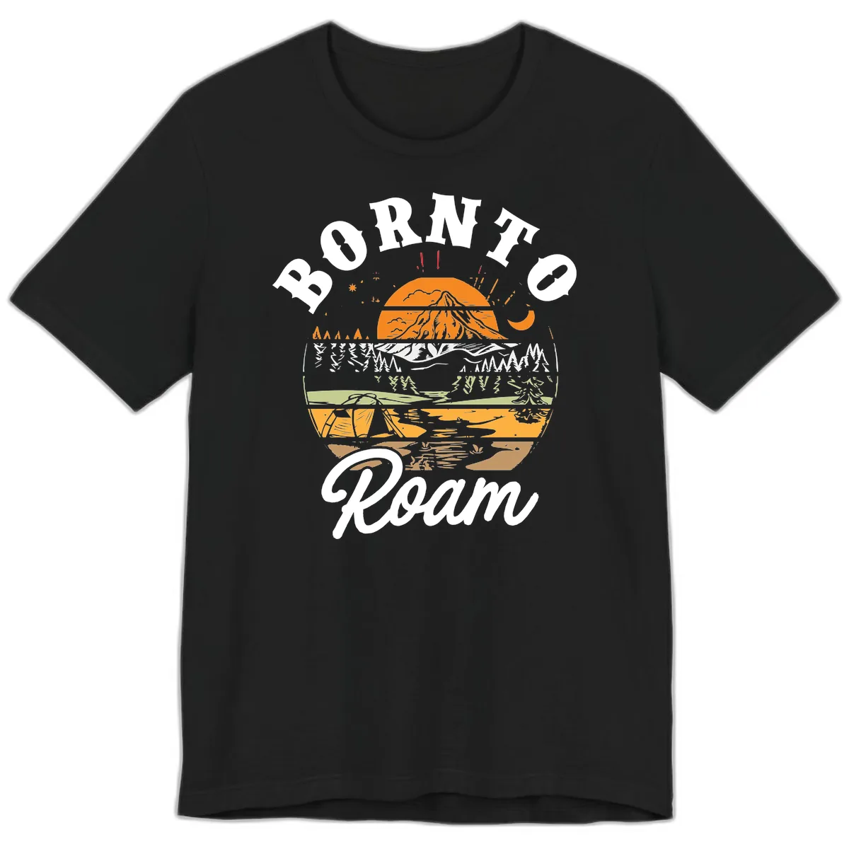 Born to Roam Mountain Landscape Premium T-Shirt in Black