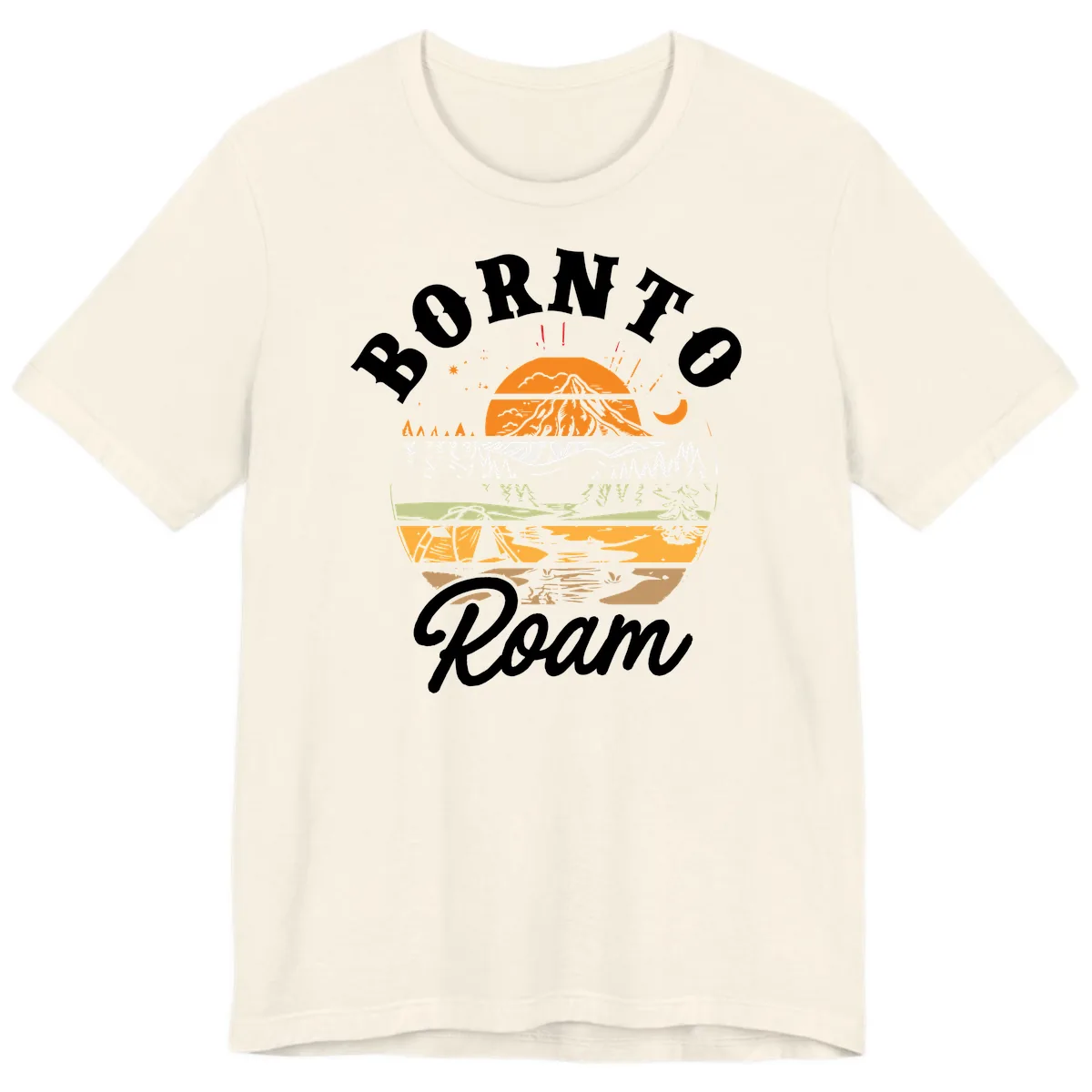 Born to Roam Mountain Landscape Premium T-Shirt in Natural