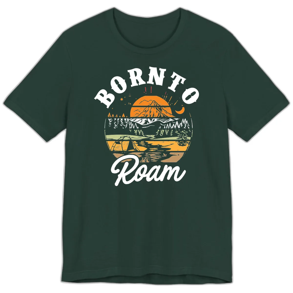 Born to Roam Mountain Landscape Premium T-Shirt in Forest