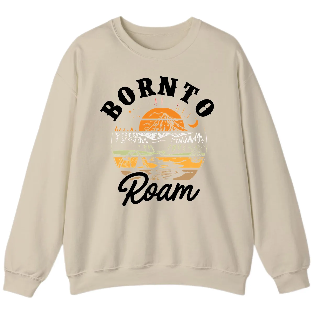 Born to Roam Mountain Landscape Sweatshirt in Sand