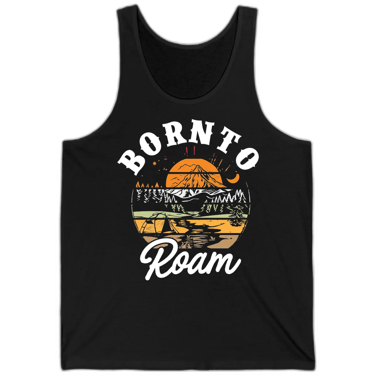 Born to Roam Mountain Landscape Tank in Black