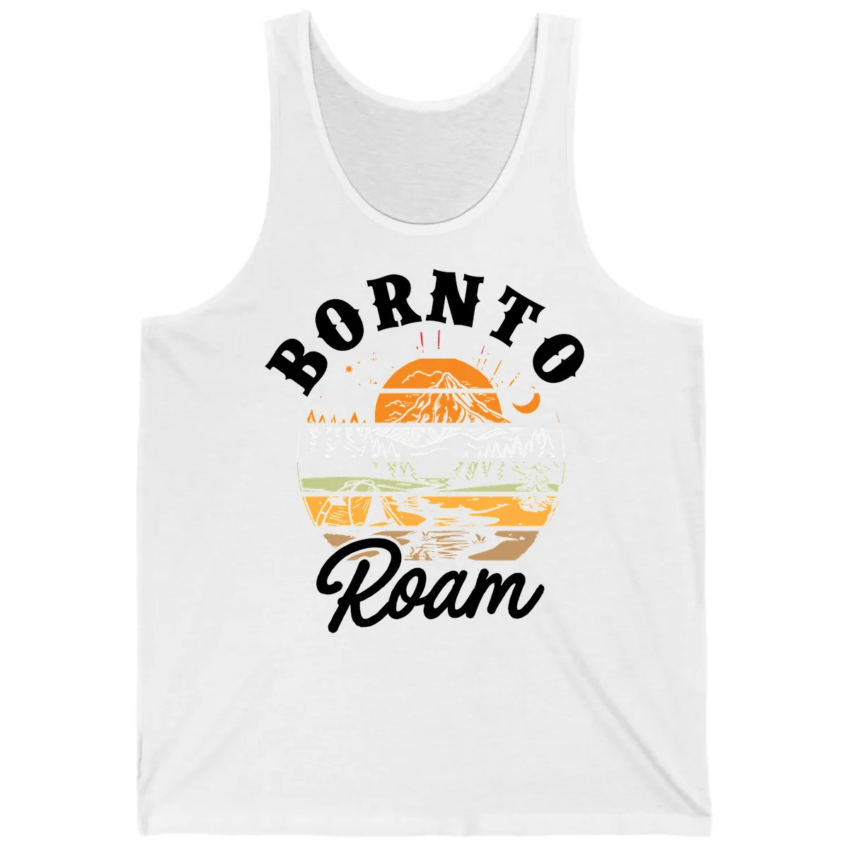Born to Roam Mountain Landscape Tank in White