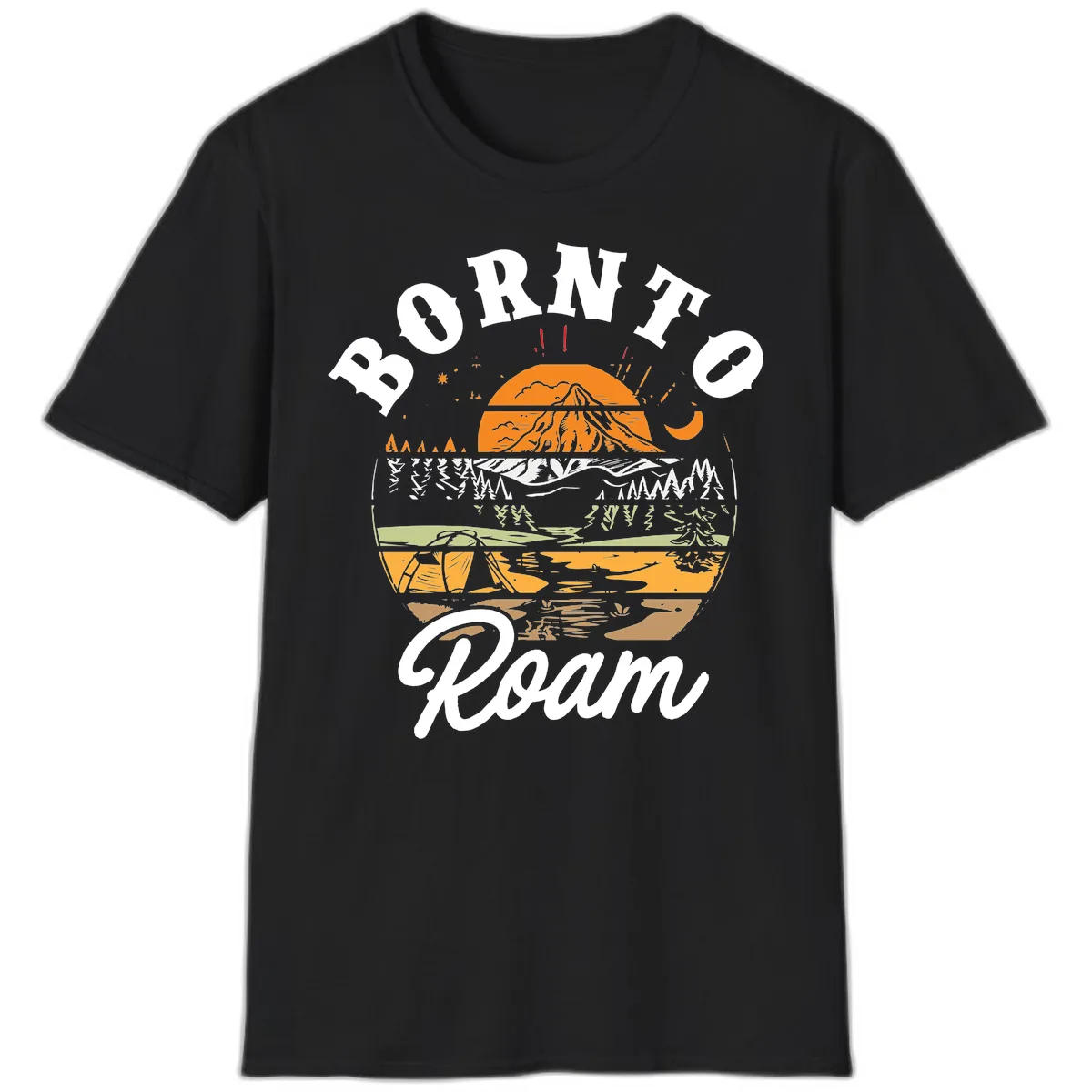 Born to Roam Mountain Landscape T-Shirt in Black