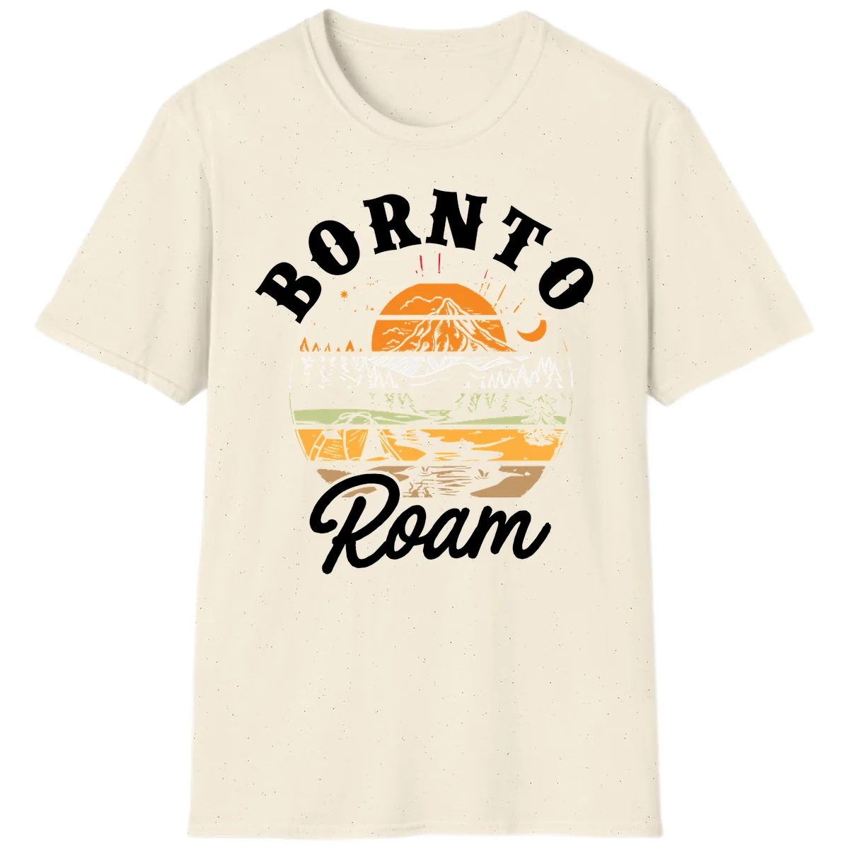 Born to Roam Mountain Landscape T-Shirt in Natural