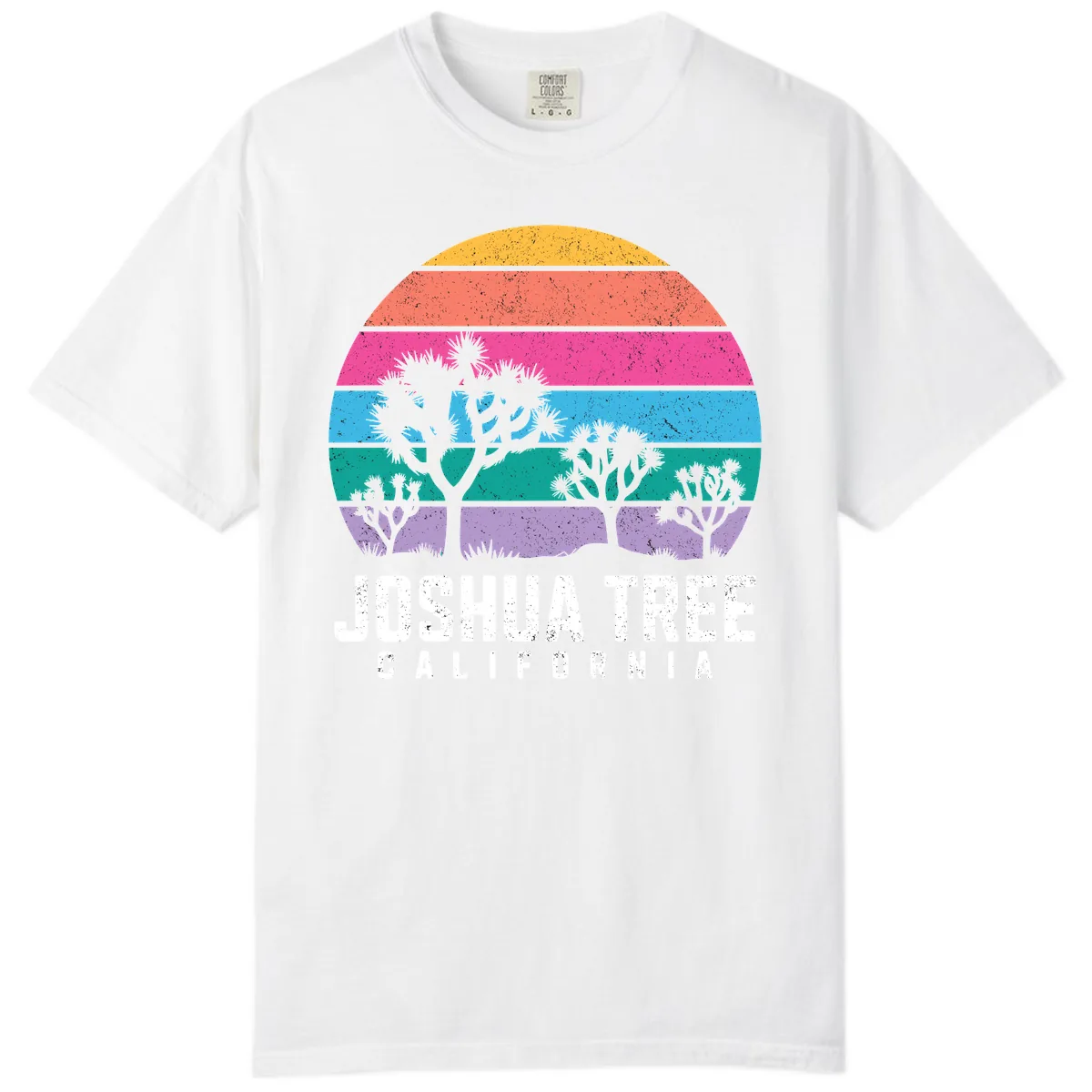 Joshua Tree California Sunset Stripes Comfort Color in White