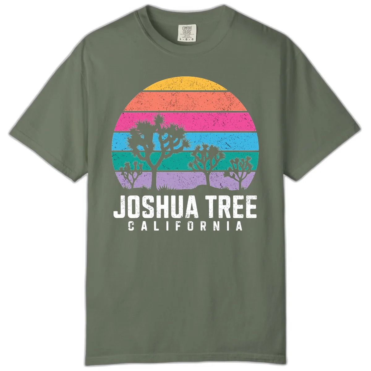 Joshua Tree California Sunset Stripes Comfort Color in Moss