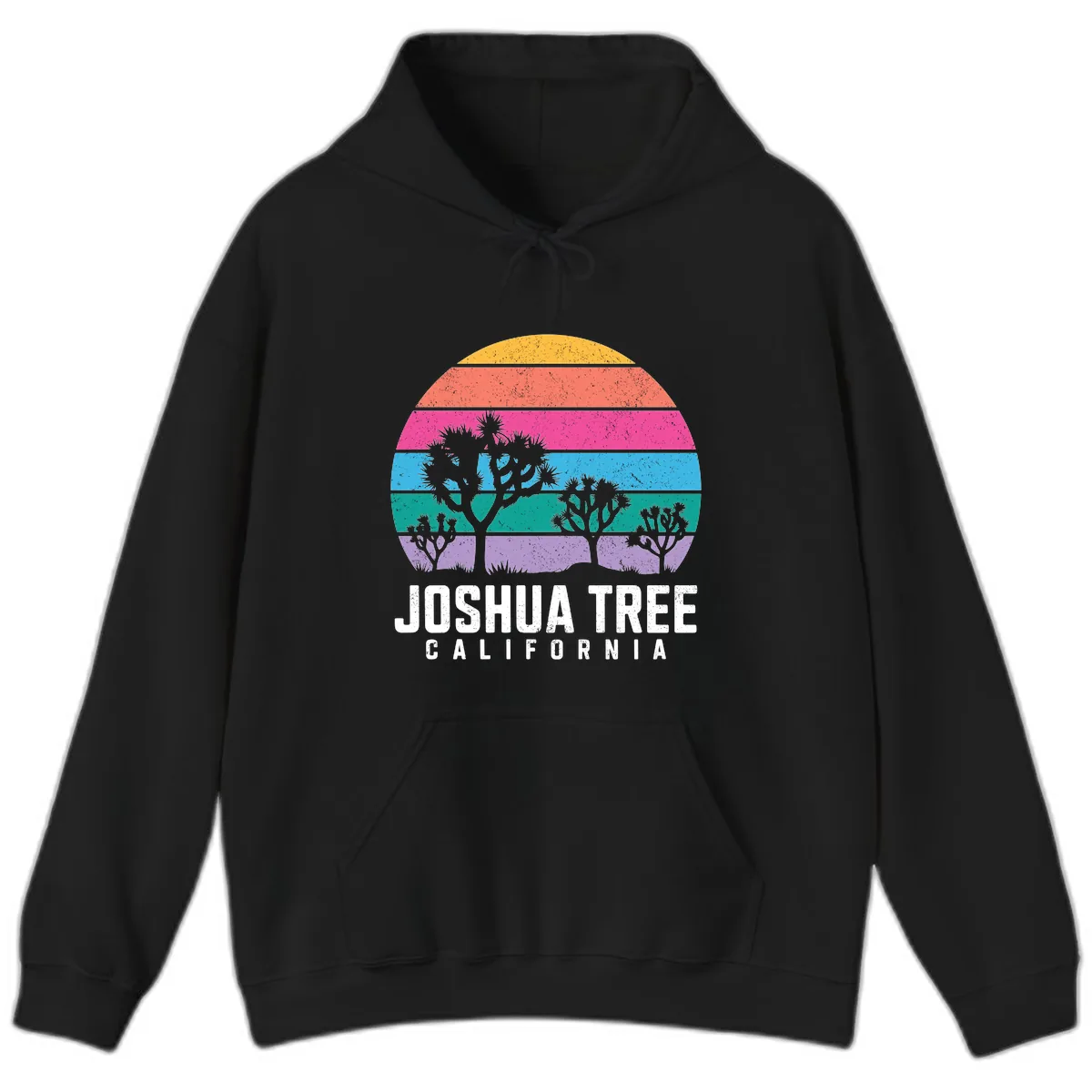 Joshua Tree California Sunset Stripes Hoodie in Black