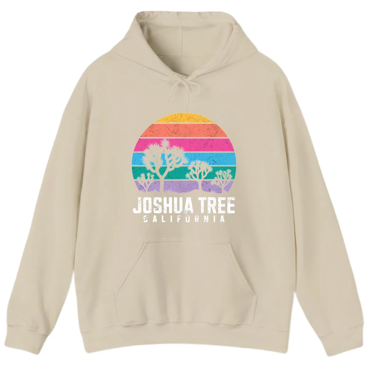 Joshua Tree California Sunset Stripes Hoodie in Sand