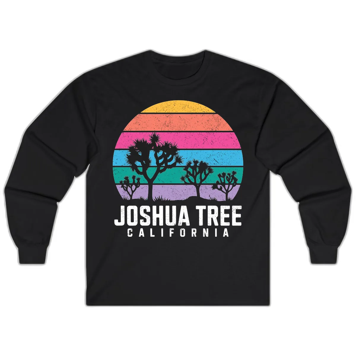 Joshua Tree California Sunset Stripes Long Sleeve in Black