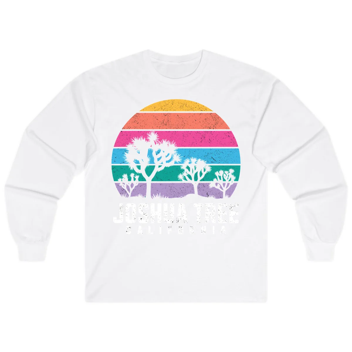 Joshua Tree California Sunset Stripes Long Sleeve in White