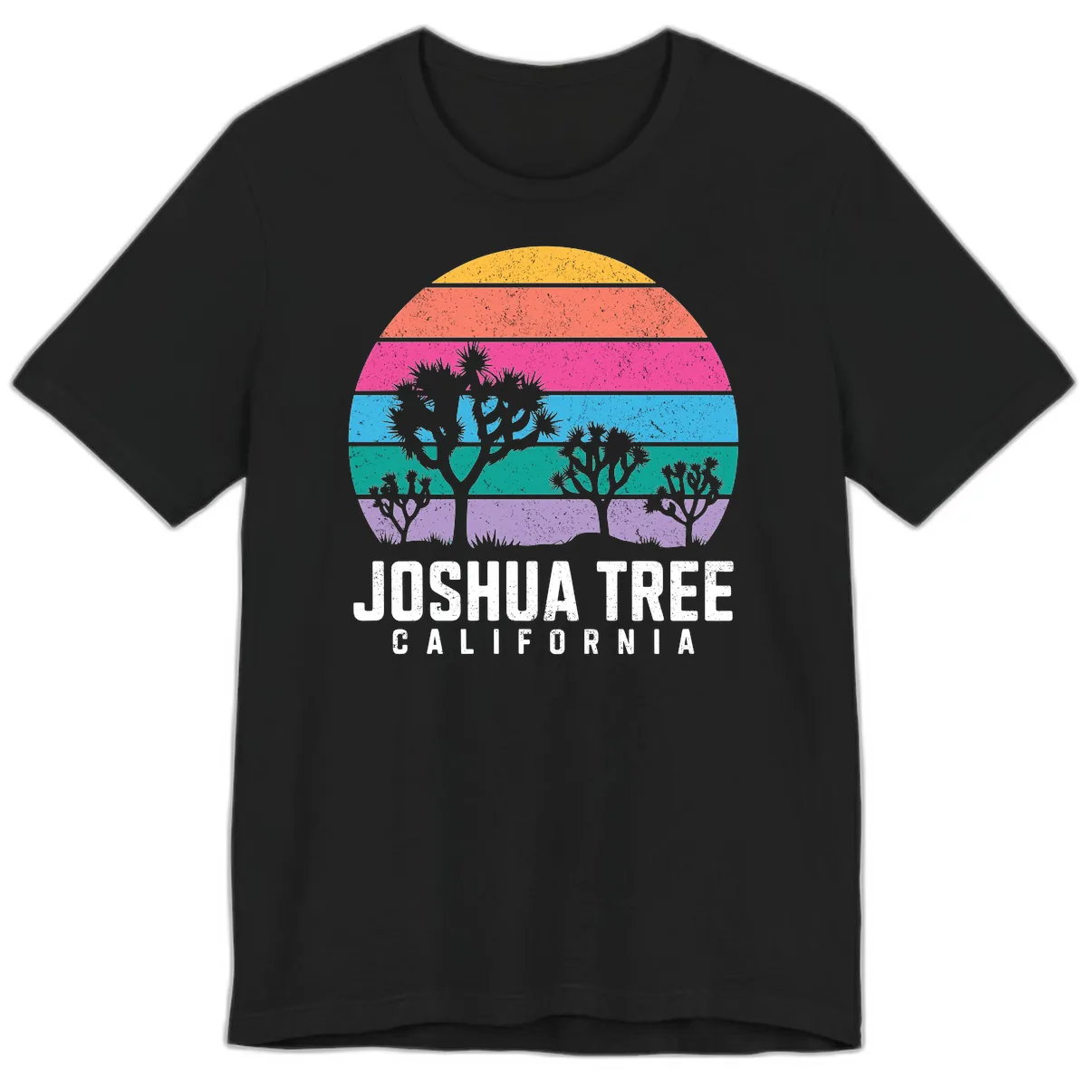 Joshua Tree California Sunset Stripes Premium T-Shirt in Black