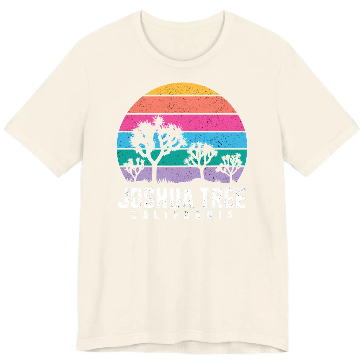 Joshua Tree California Sunset Stripes Premium T-Shirt in Natural