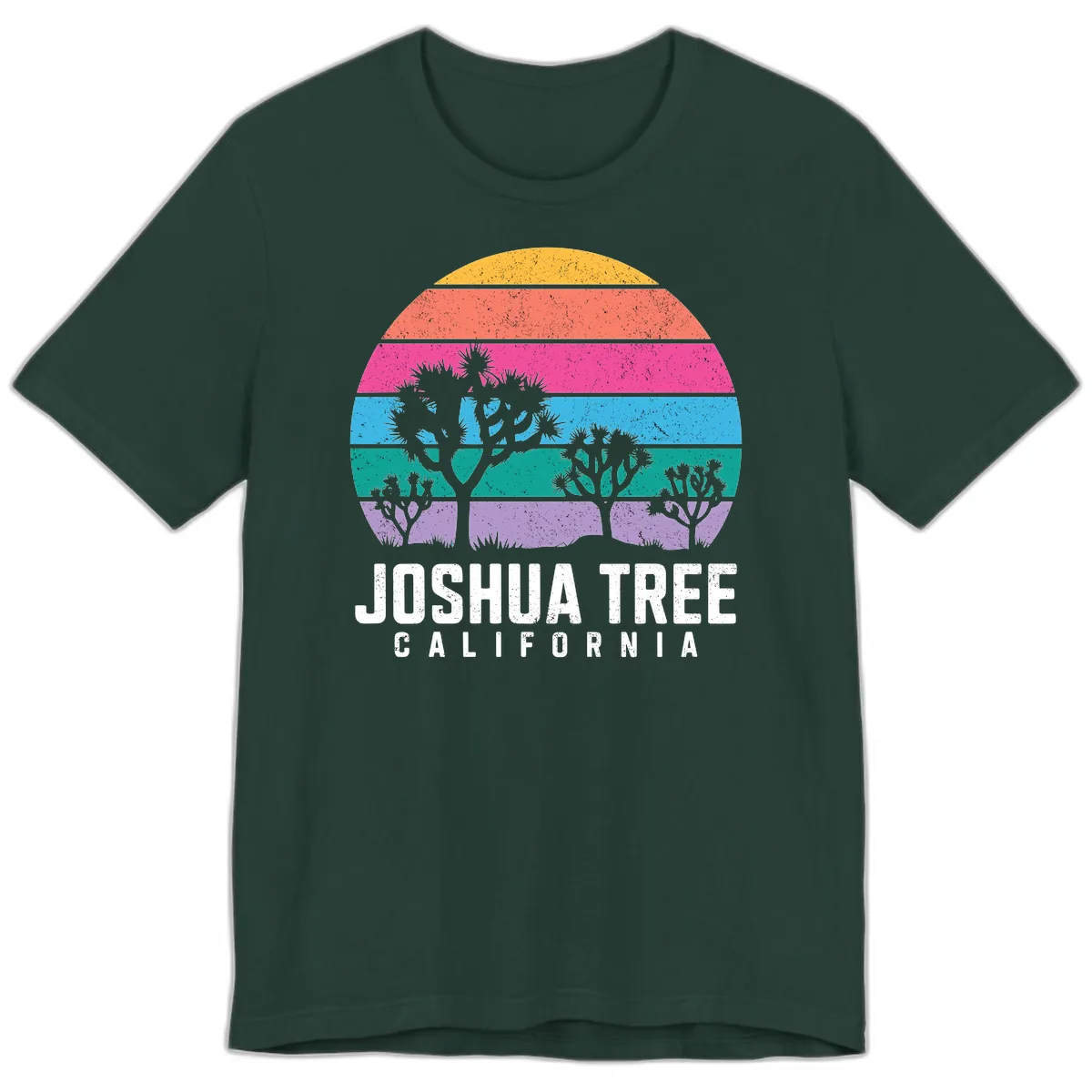 Joshua Tree California Sunset Stripes Premium T-Shirt in Forest