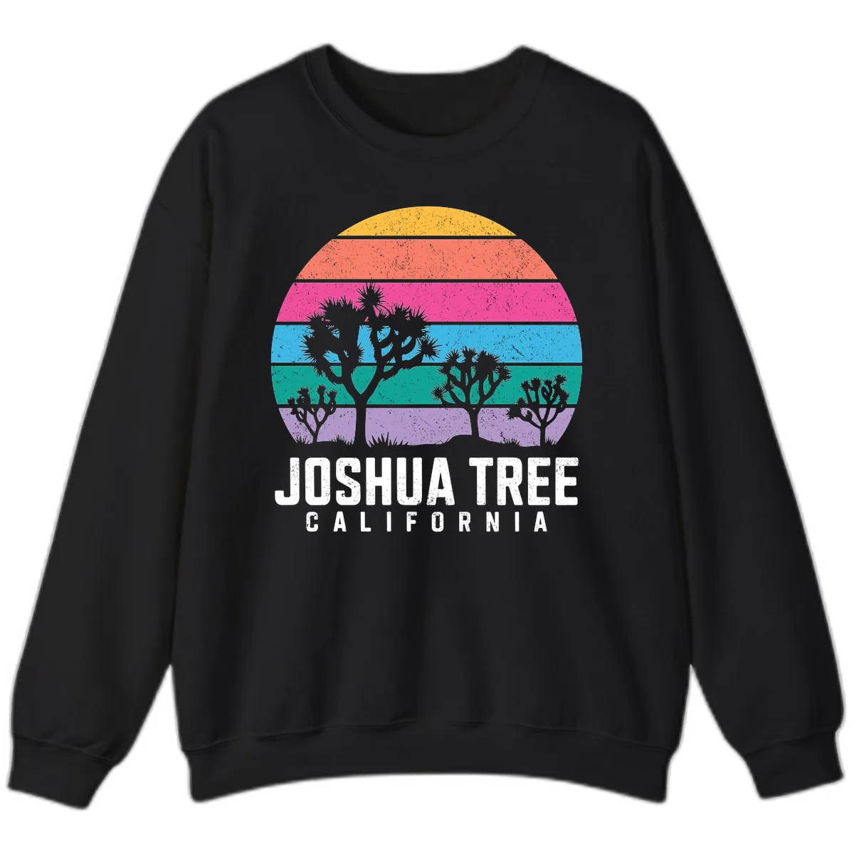 Joshua Tree California Sunset Stripes Sweatshirt in Black