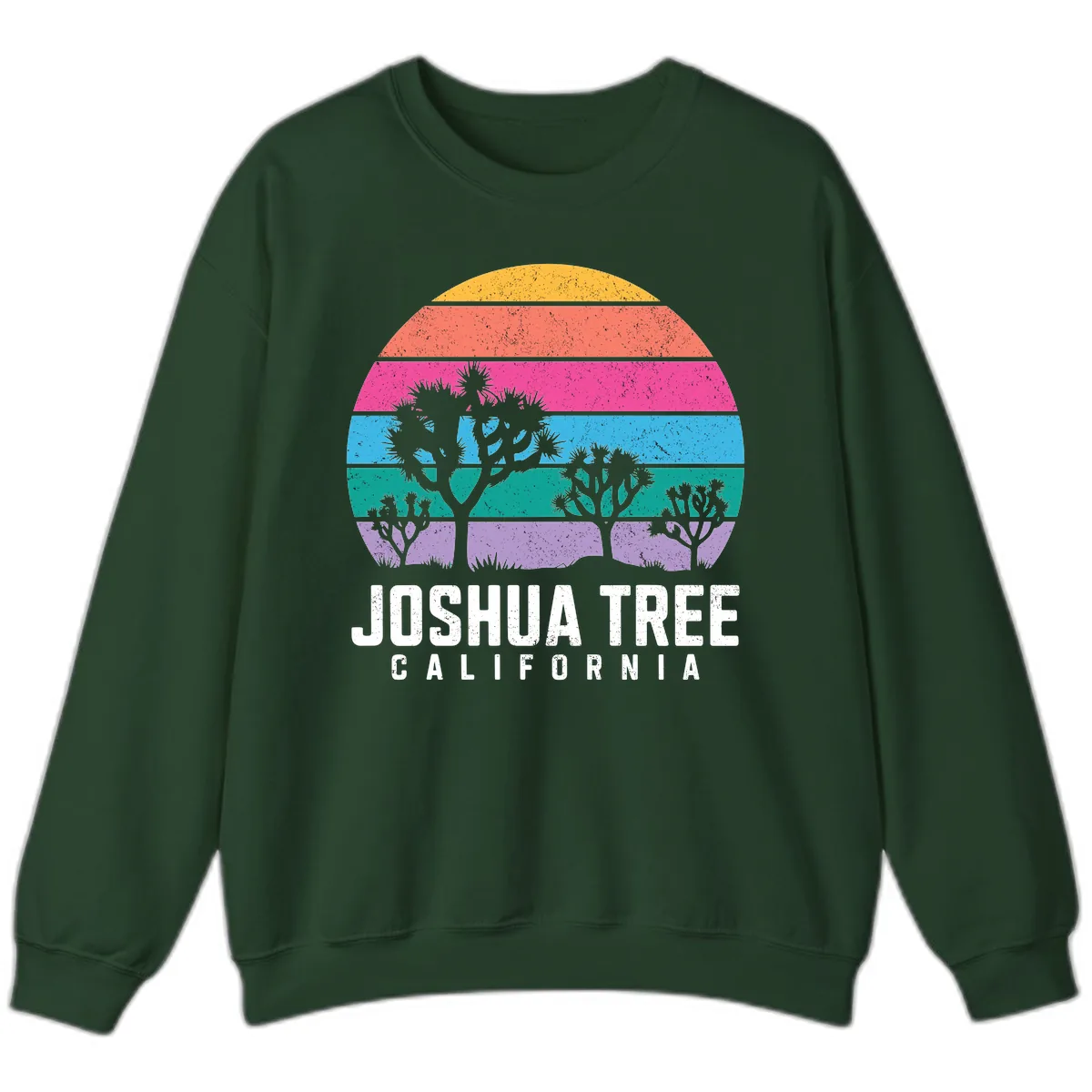 Joshua Tree California Sunset Stripes Sweatshirt in Forest Green