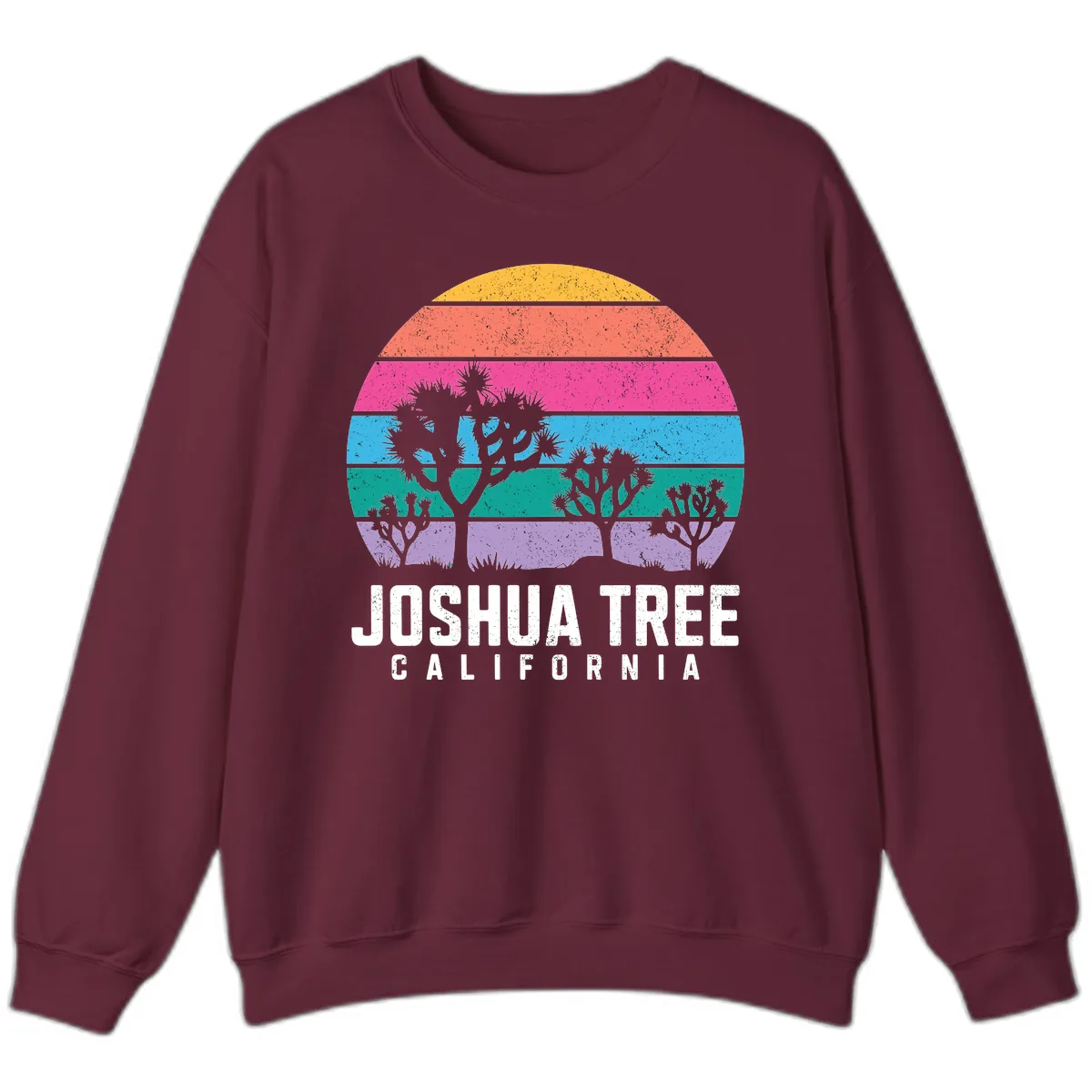 Joshua Tree California Sunset Stripes Sweatshirt in Maroon