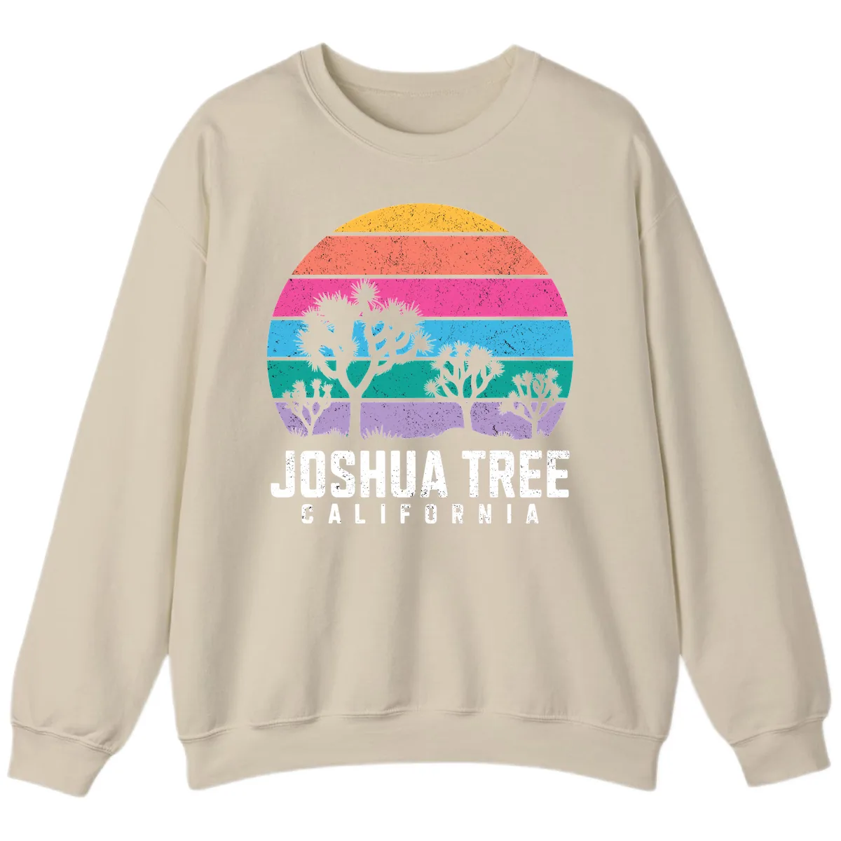 Joshua Tree California Sunset Stripes Sweatshirt in Sand