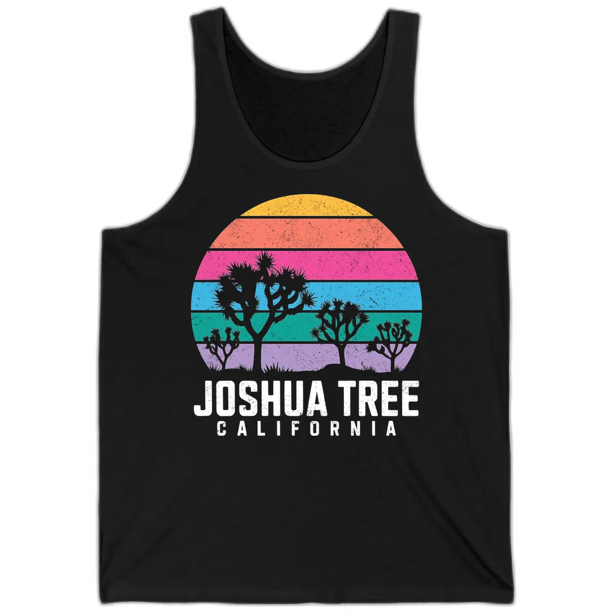 Joshua Tree California Sunset Stripes Tank in Black