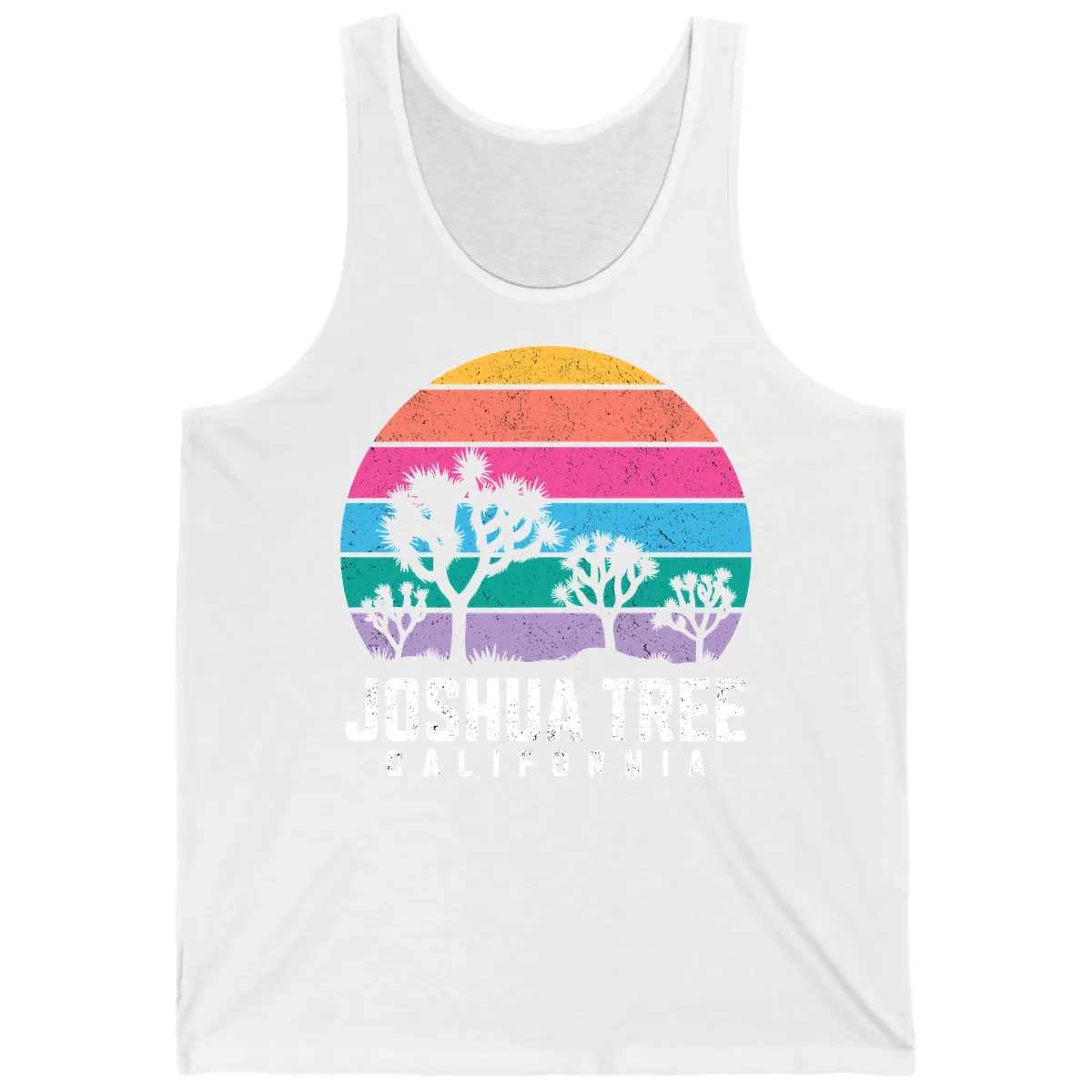 Joshua Tree California Sunset Stripes Tank in White