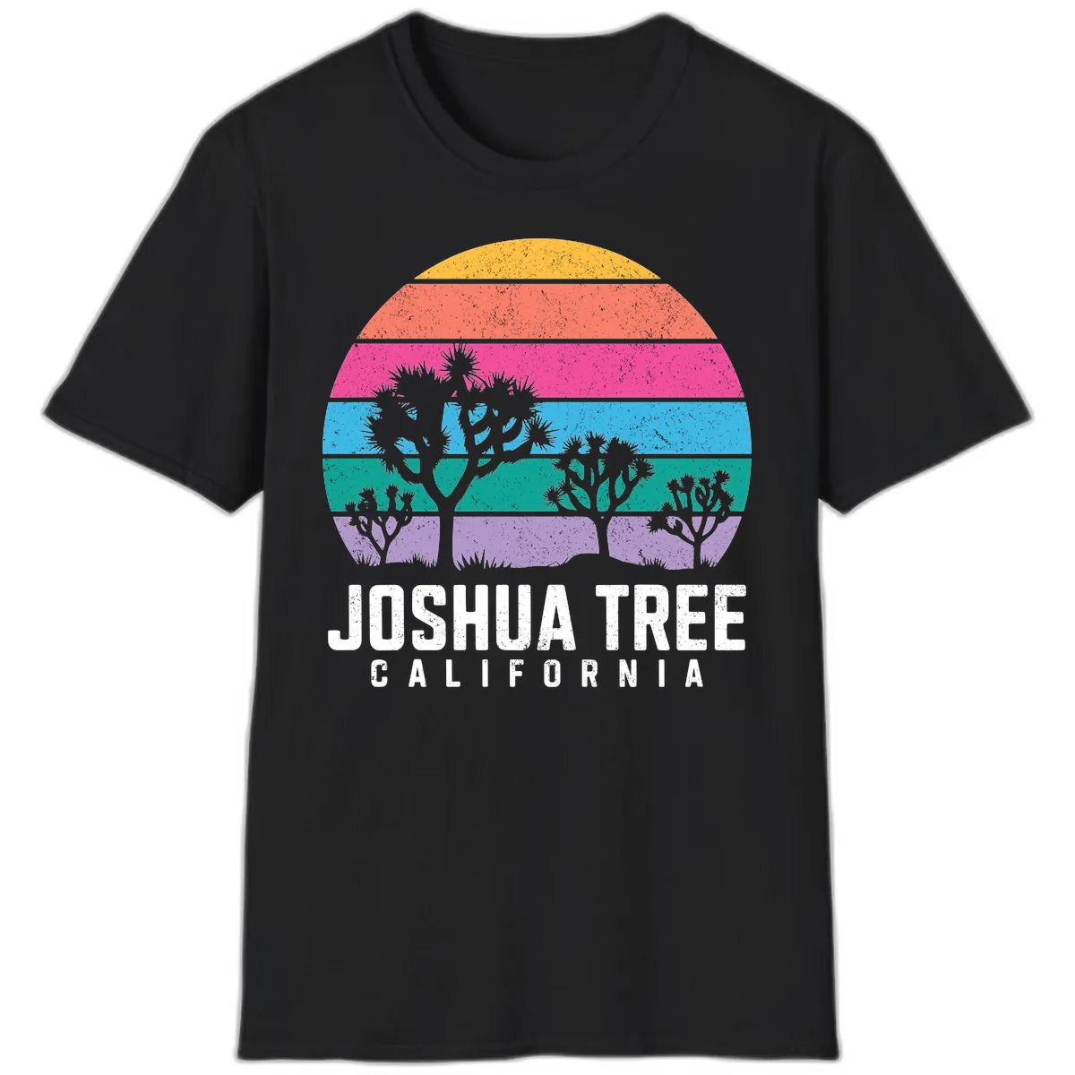 Joshua Tree California Sunset Stripes T-Shirt in Black