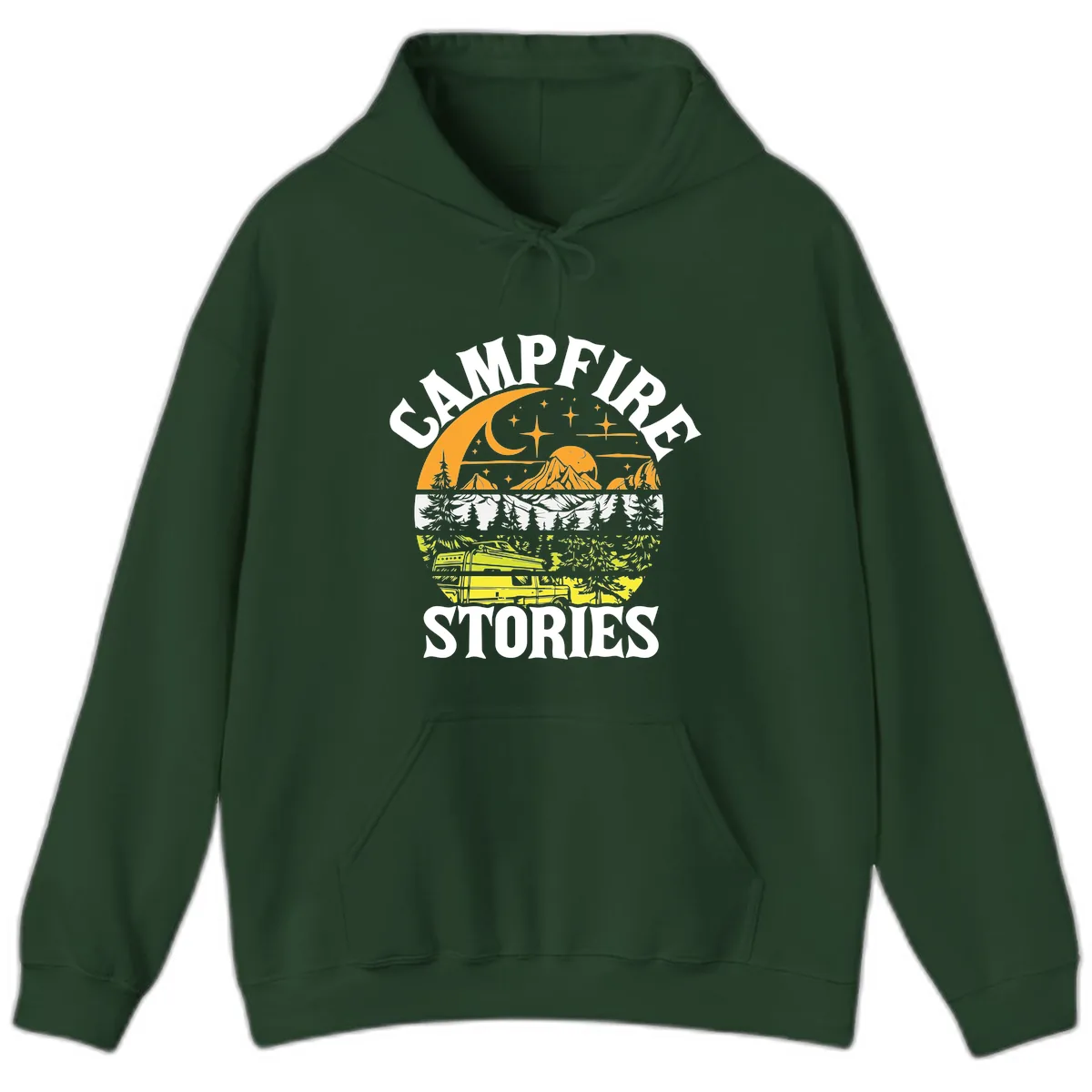 Campfire Stories Night Sky Hoodie in Forest Green