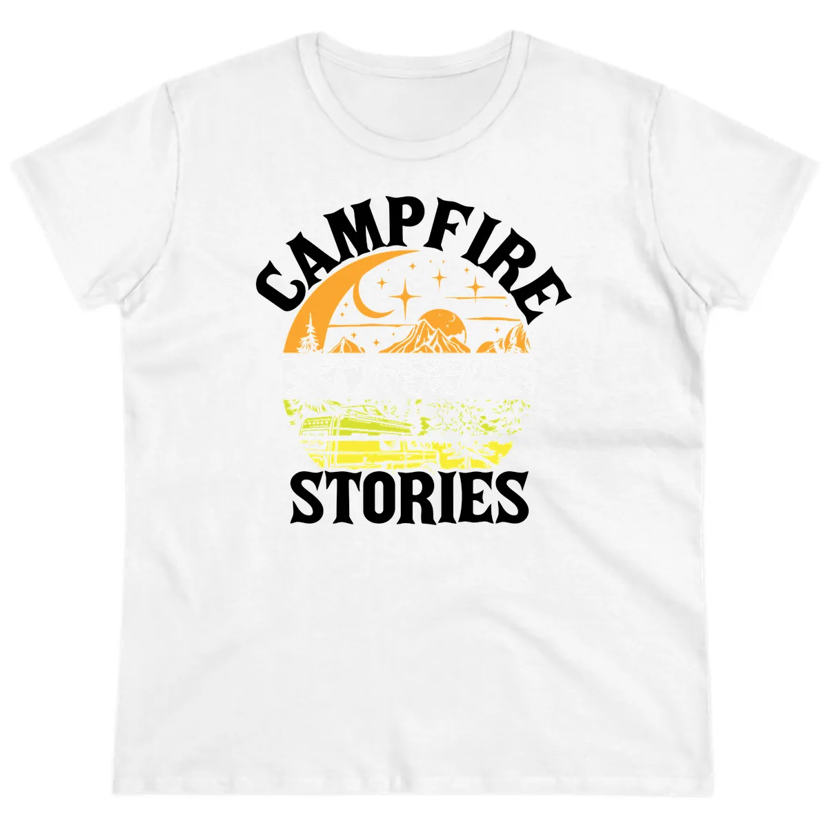Campfire Stories Night Sky Ladies Tee in White