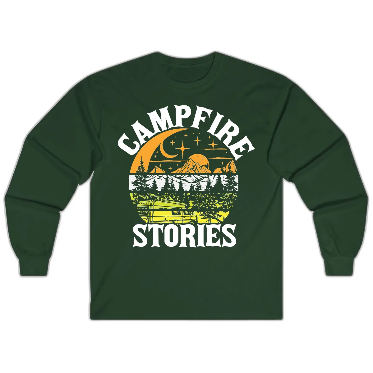 Campfire Stories Night Sky Long Sleeve in Forest Green