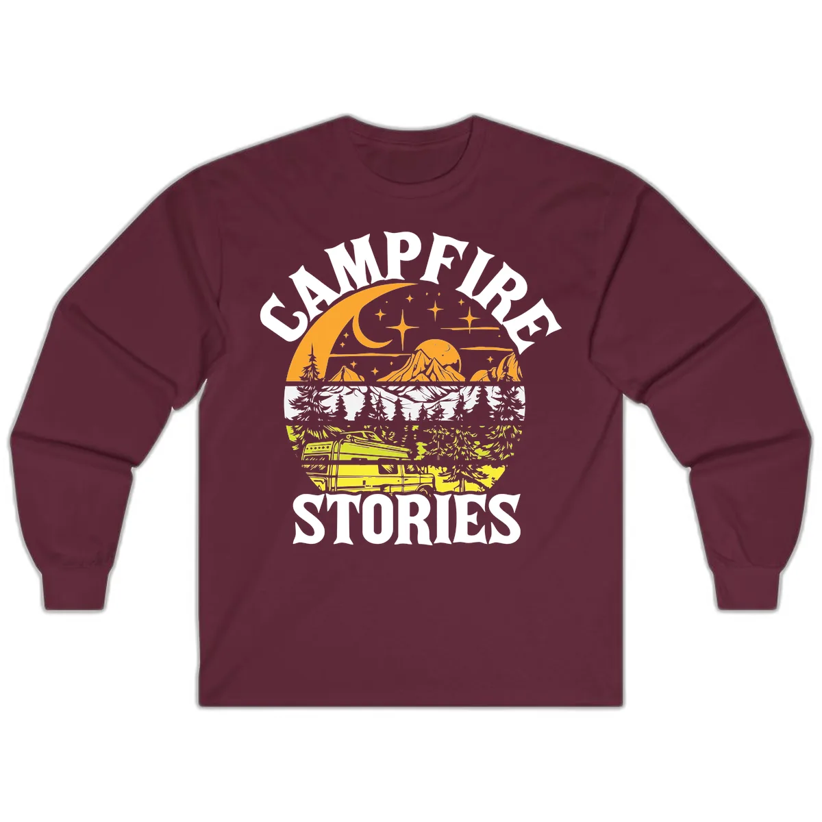 Campfire Stories Night Sky Long Sleeve in Maroon