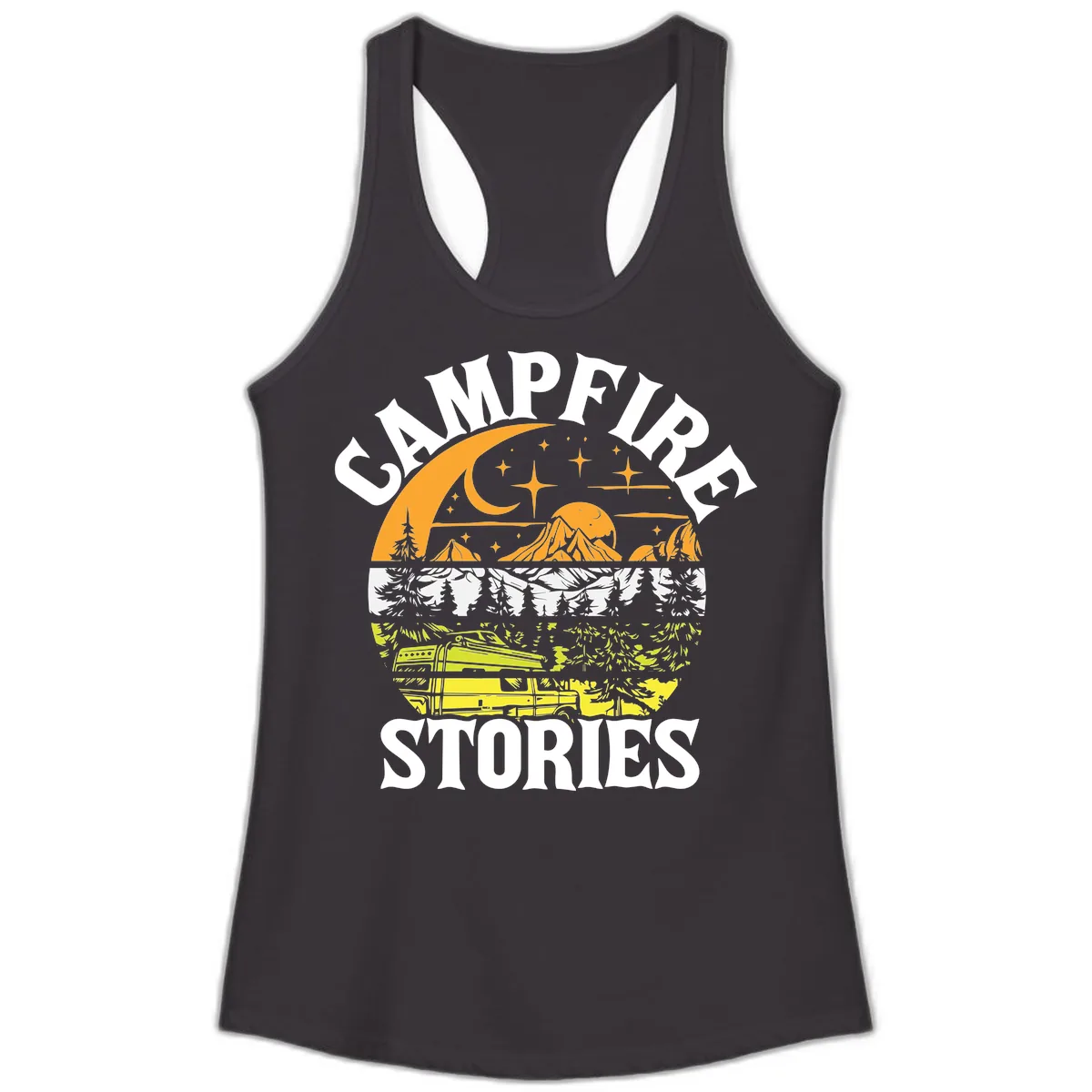 Campfire Stories Night Sky Ladies Tank in Black