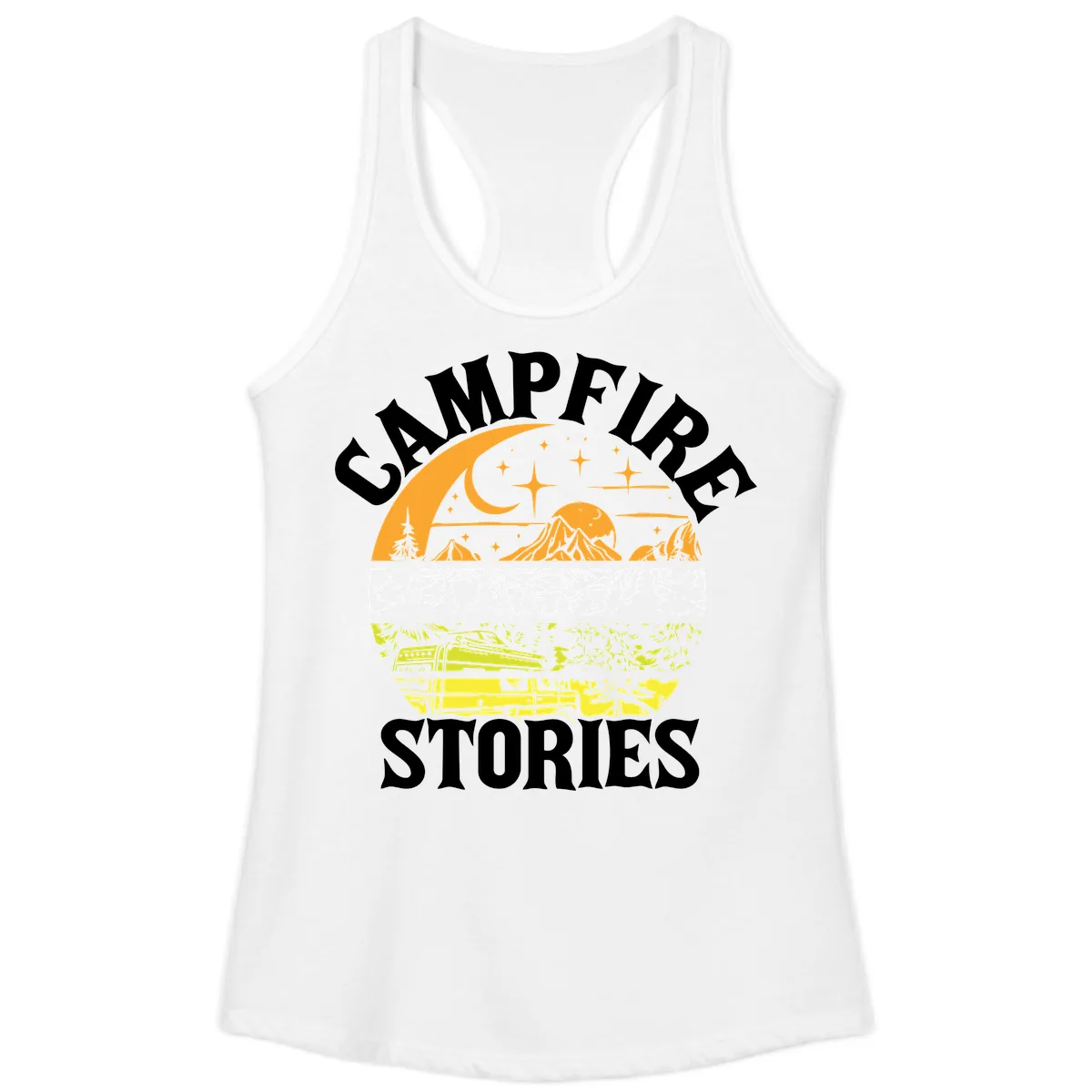 Campfire Stories Night Sky Ladies Tank in White