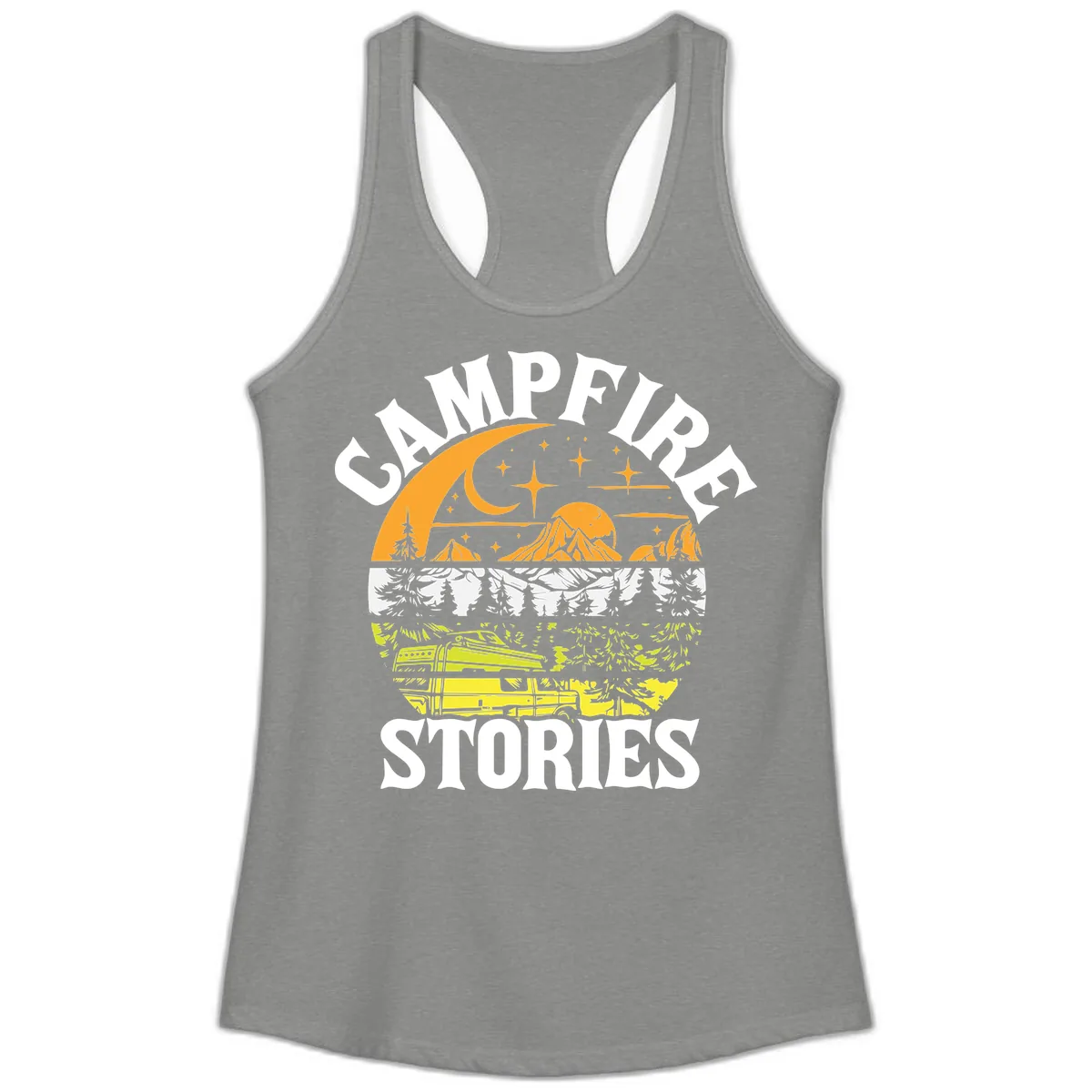 Campfire Stories Night Sky Ladies Tank in Heather Grey