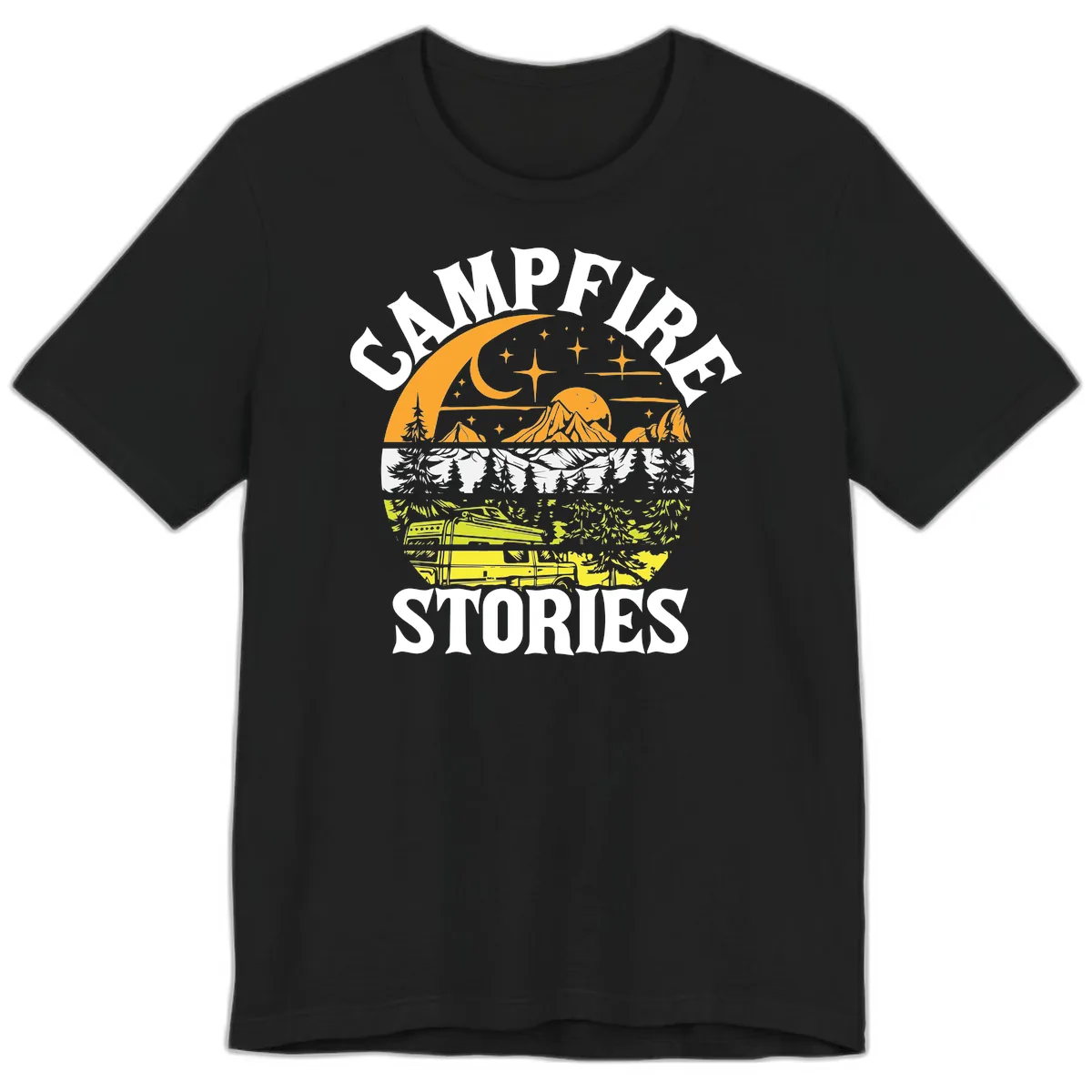 Campfire Stories Night Sky Premium T-Shirt in Black