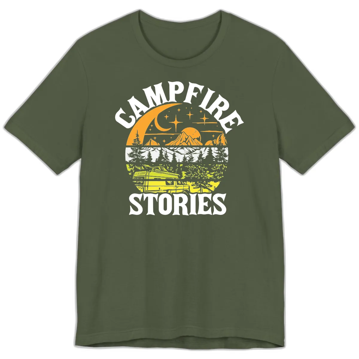 Campfire Stories Night Sky Premium T-Shirt in Military Green