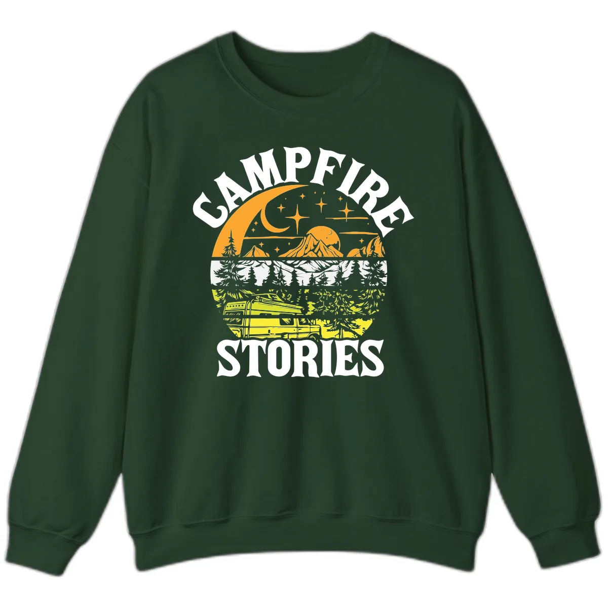 Campfire Stories Night Sky Sweatshirt in Forest Green