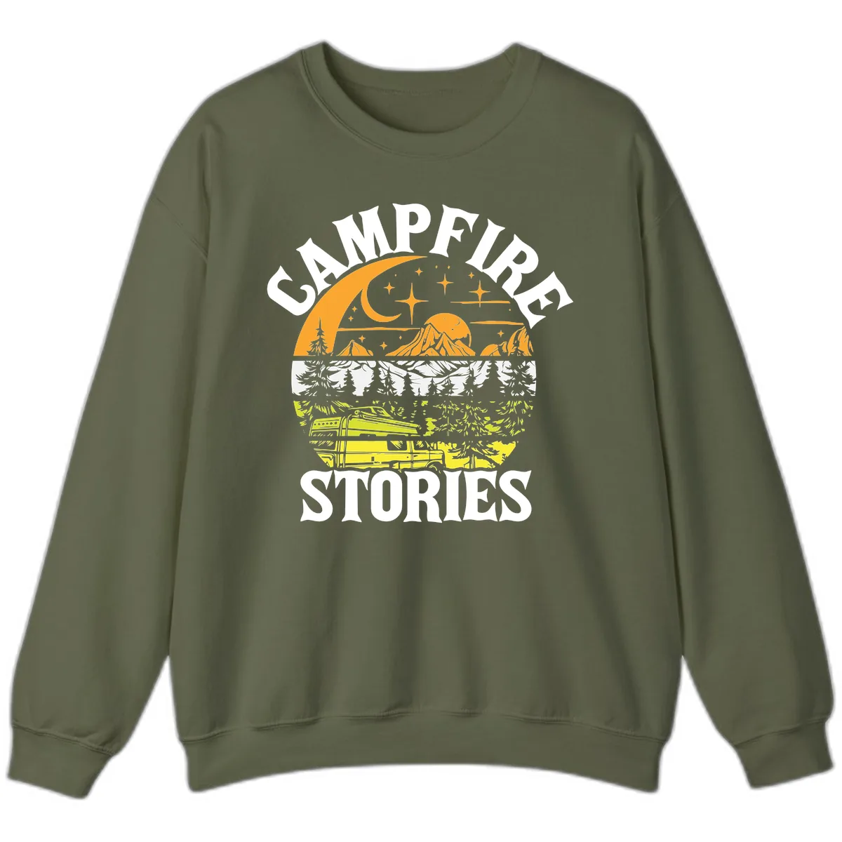 Campfire Stories Night Sky Sweatshirt in Military Green