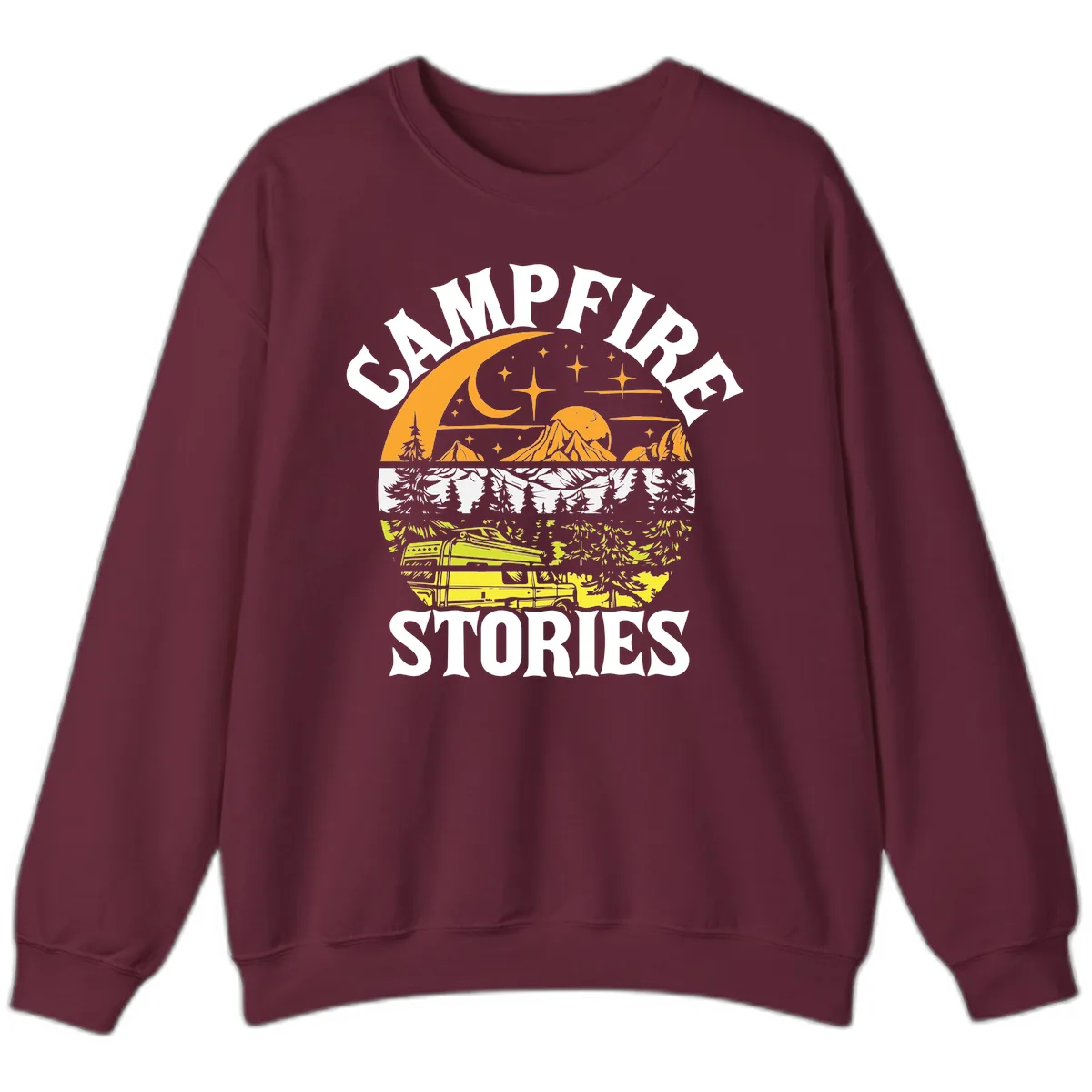 Campfire Stories Night Sky Sweatshirt in Maroon