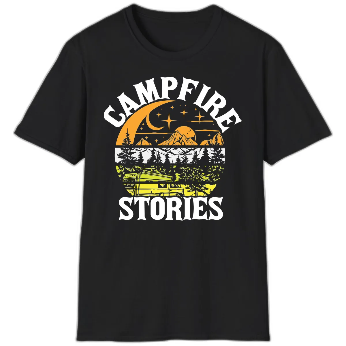 Campfire Stories Night Sky T-Shirt in Black