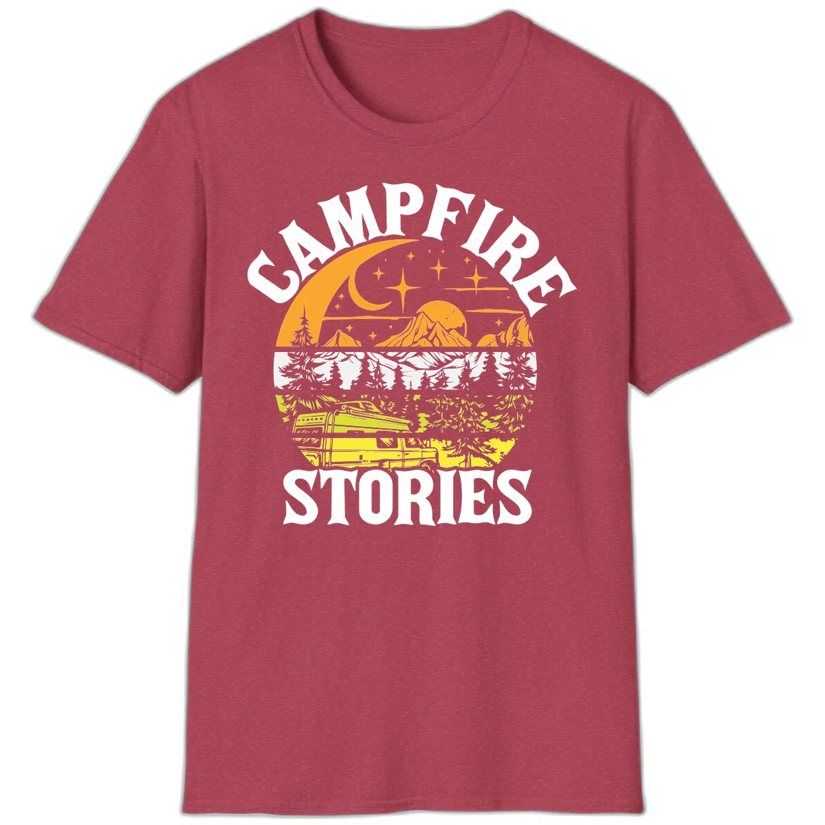Campfire Stories Night Sky T-Shirt in Heather Cardinal