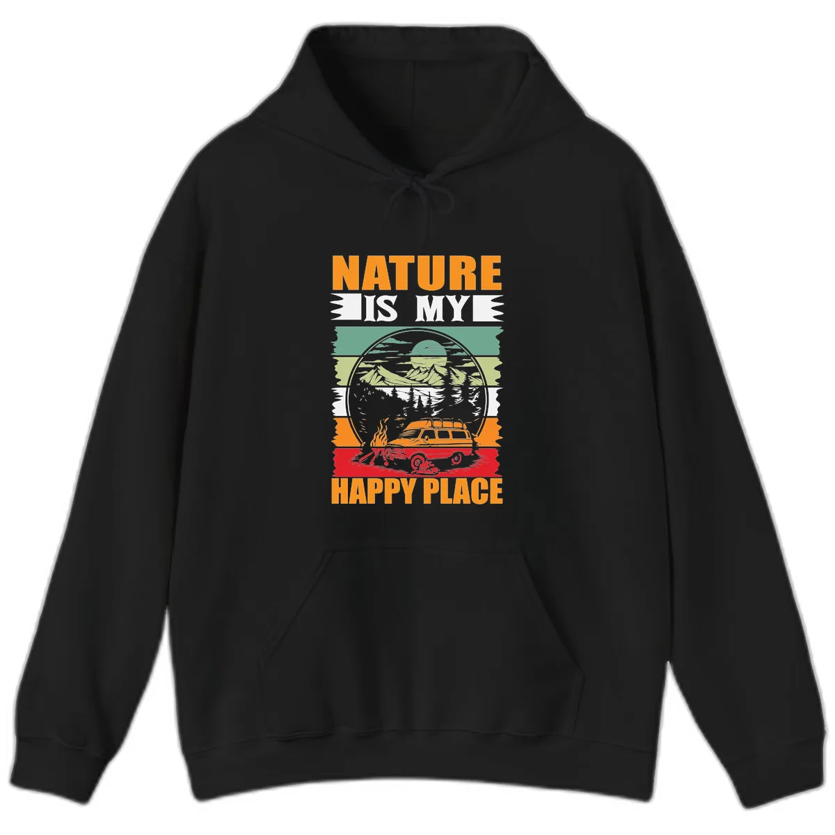 Nature Is My Happy Place Hoodie in Black